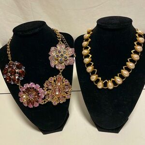 Flower shaped Gems and Tear Drop Necklaces
